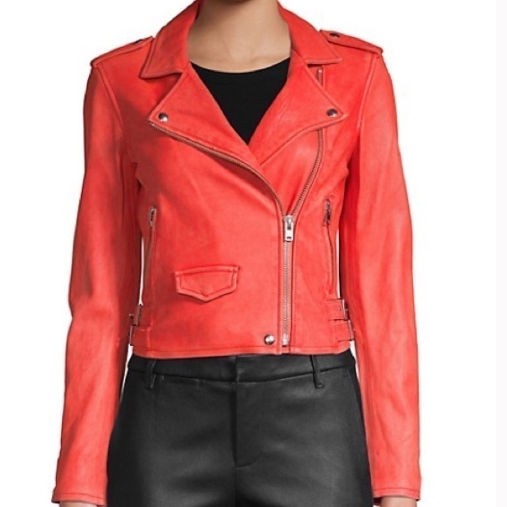 Iro Ashville Coral Distressed Leather Jacket!
